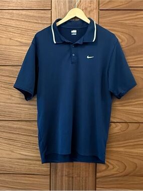 Nike FIT DRY Men's Navy Polo Shirt with Contrast Trim Large
